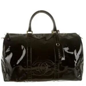 CHANEL Vintage Patent CC Duffel Bag